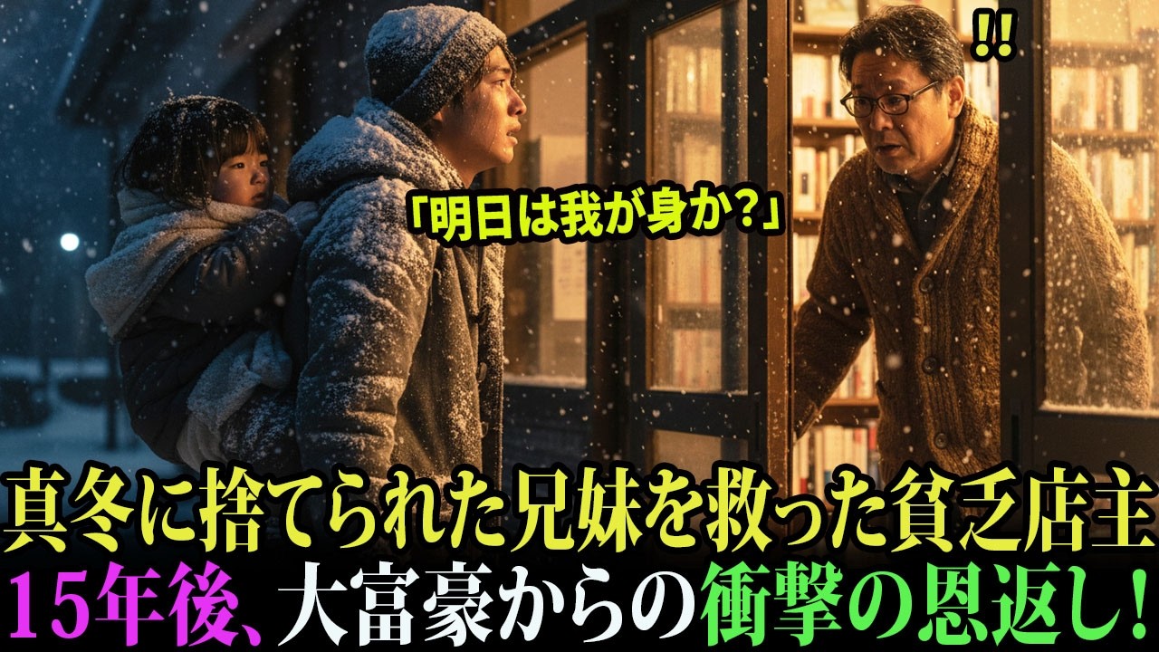 震える孤児兄妹に「売れ残りの本」をあげた貧乏店主。15年後、店主の借金250万円を一括返済した人物の正体に...警察も涙崩壊【感動】【スカッと】