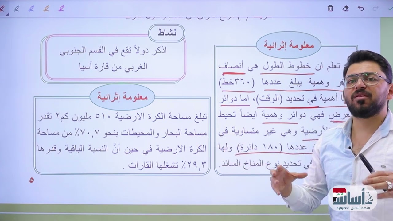 محاضرة 1 | موقع العراق الجغرافي والفلكي |  جغرافية الثالث المتوسط