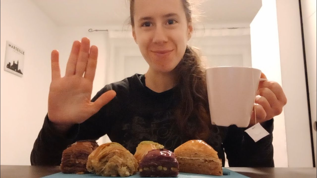 ALL BAKLAVA: pistachio, chocolate, blueberry, walnuts - ASMR - eating video - no talking