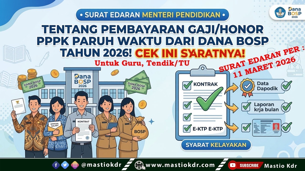 Edaran Resmi! Pembayaran Gaji PPPK Paruh Waktu Dari Dana BOSP 2026! Cek Ini Syarat & Ketentuannya!