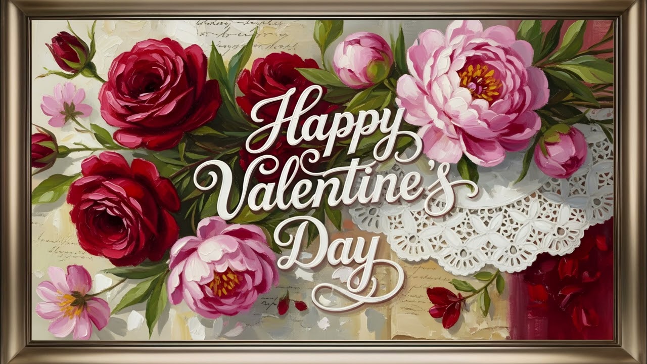 Happy Valentine's Day Frame TV Art | Vintage Romantic Screensaver Background For Your TV 💐💝