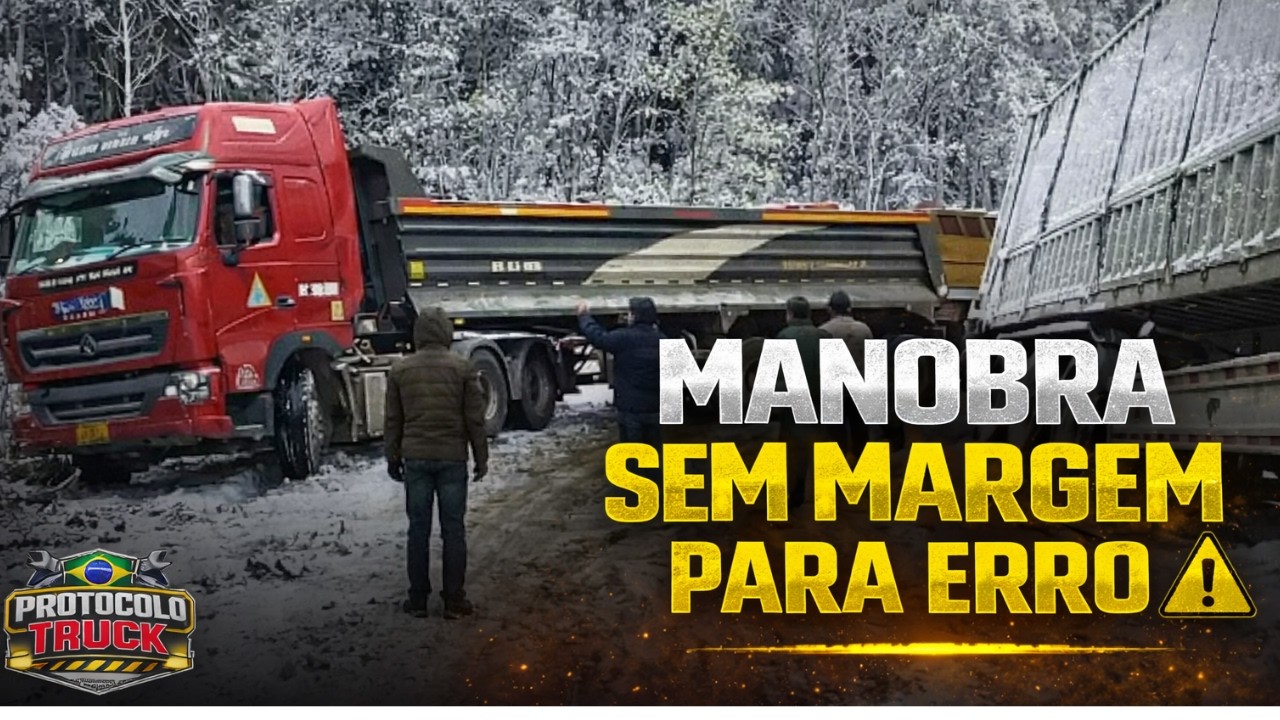 MANOBRA SEM MARGEM NA PISTA ESCORREGADIA 🚛⚠️