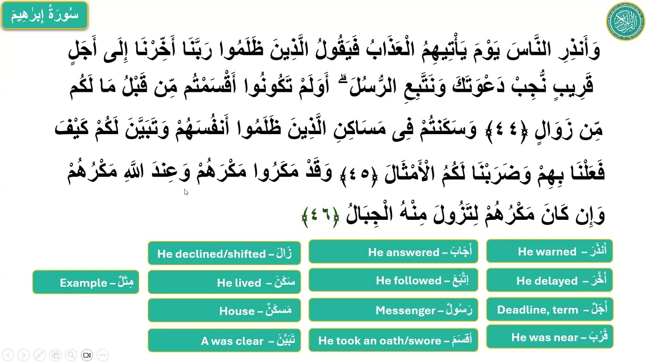 Surah Ibraheem Ayah 45 to 46