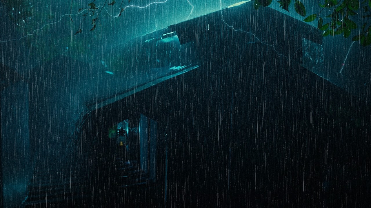 Night Rainstorm Under Tin Roof ⛈️ Relaxing Thunder Sounds for Insomnia and Deep Sleep