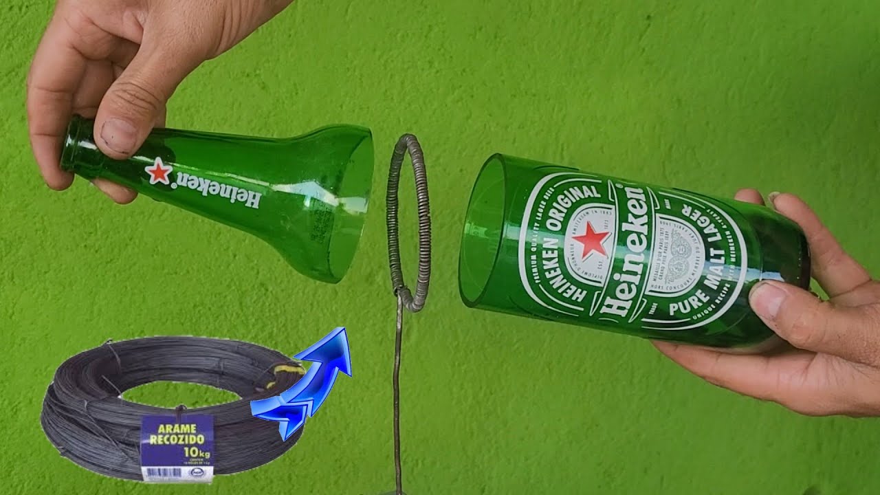 corte perfeito genial como cortar garrafa de vidro com arame Recozido de obra e como fazer copos diy