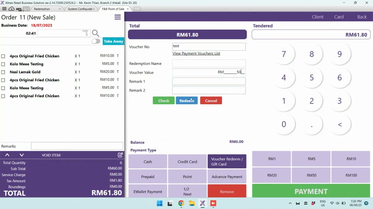 (Xilnex) Open Voucher Redemption