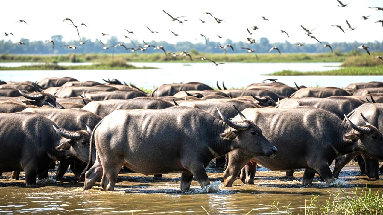 Relaxing Trek Along the Mekong Wetlands – Water Buffalo, Migratory Birds & River Life