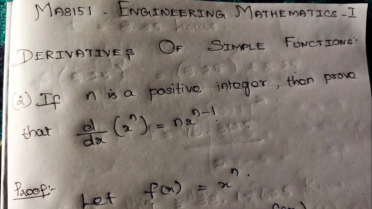 MA8151 ENGINEERING MATHS 1 (DERIVATIVES OF SIMPLE FUNCTION)