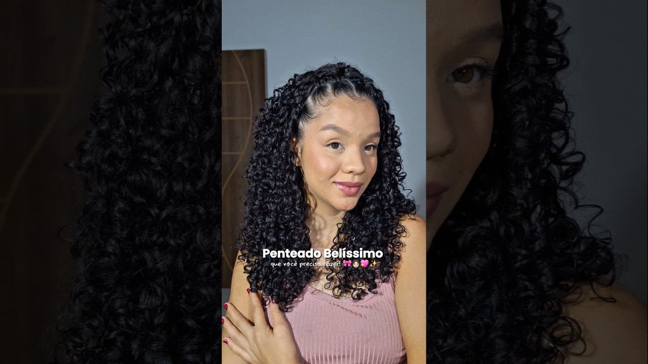 tutorial de penteado para cabelo cacheado 👩🏻&zwj;🦱💖 #cacheada #cachos #curlyhairstyles