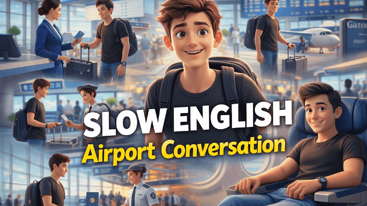 At the Airport | Easy English Story for Beginners