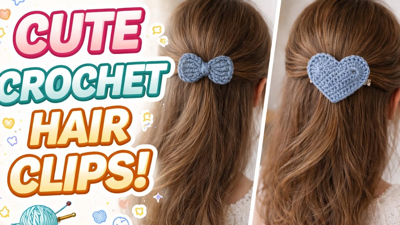 Beautiful Crochet Hair Clips 🎀 | Easy Handmade Bow Hair Accessories | Step by Step Tutorial♥️
