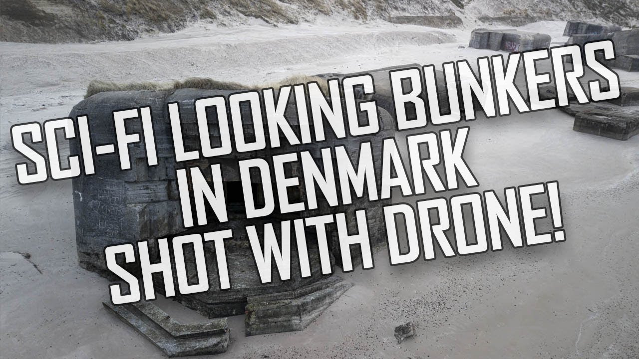 Second World War bunkers at the beach Løkken, Furreby, Denmark 2019 - 4K Drone footage