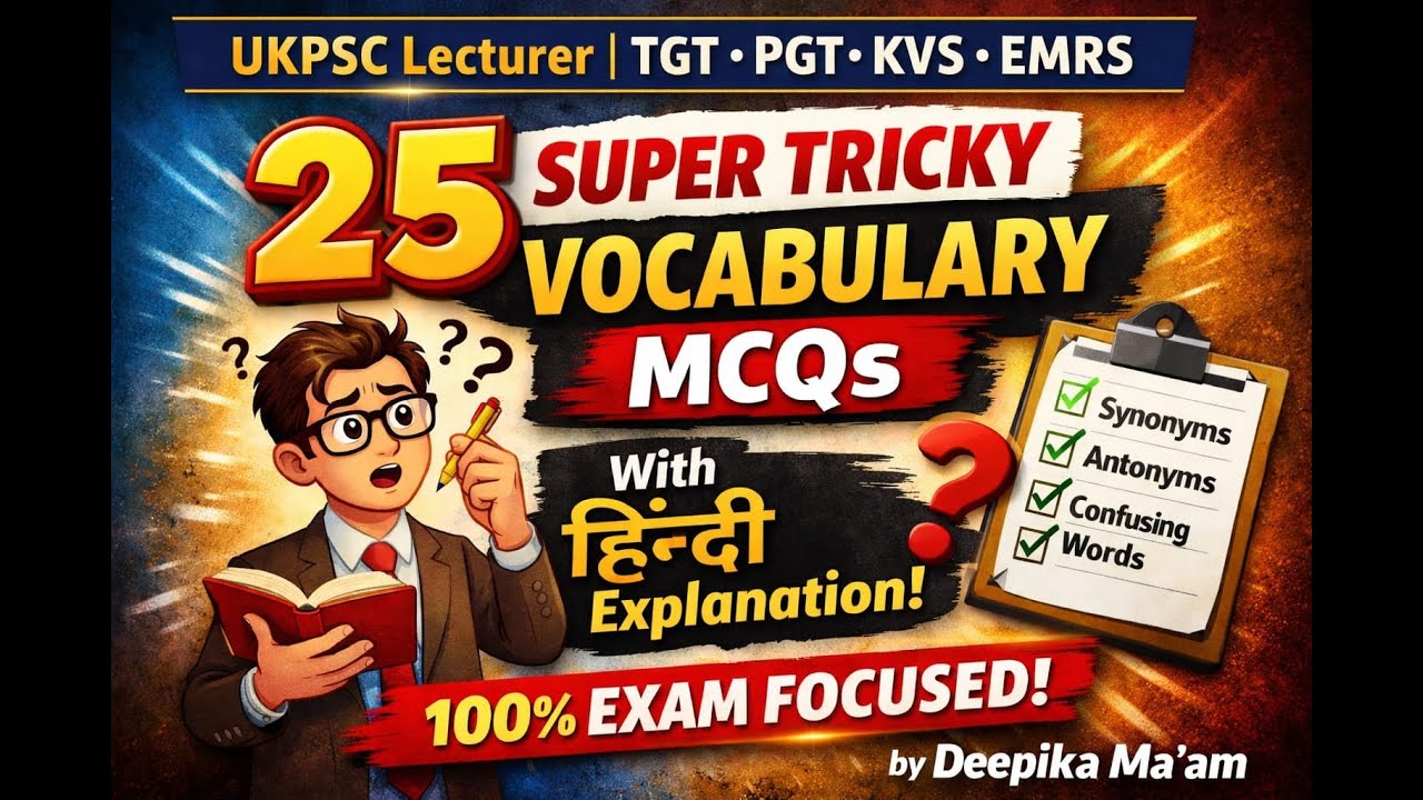 Super Tricky Vocabulary MCQs | UKPSC Lecturer | TGT PGT KVS EMRS |  Explanation | by Deepika Ma’am