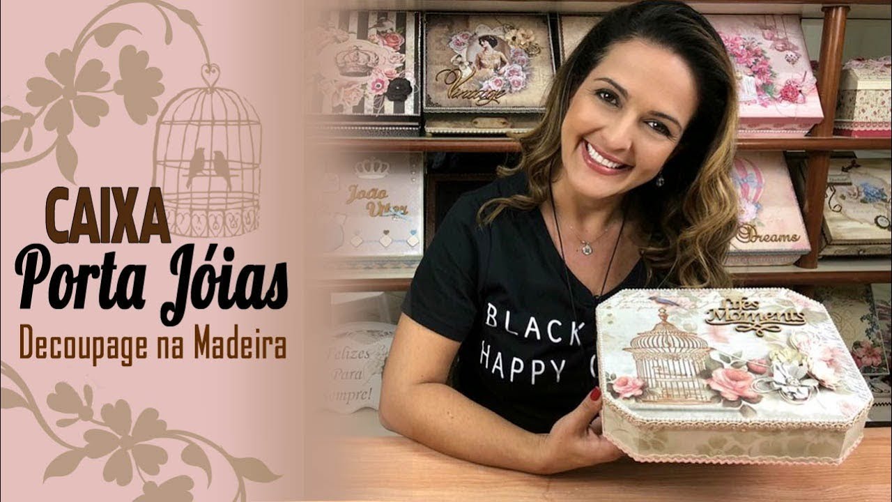 Decoupage com Opapel e Stencil - Caixa Porta Jóias