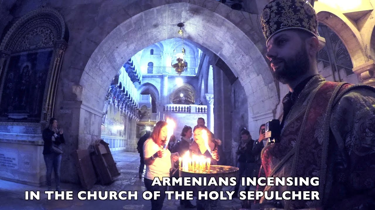 ARMENIANS INCENSING IN THE CHURCH OF THE HOLY SEPULCHER 2019 (GoPro)