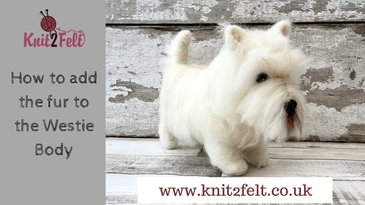 Adding long hair with needle Felting West Highland Terrier Dog Knit2Felt kit