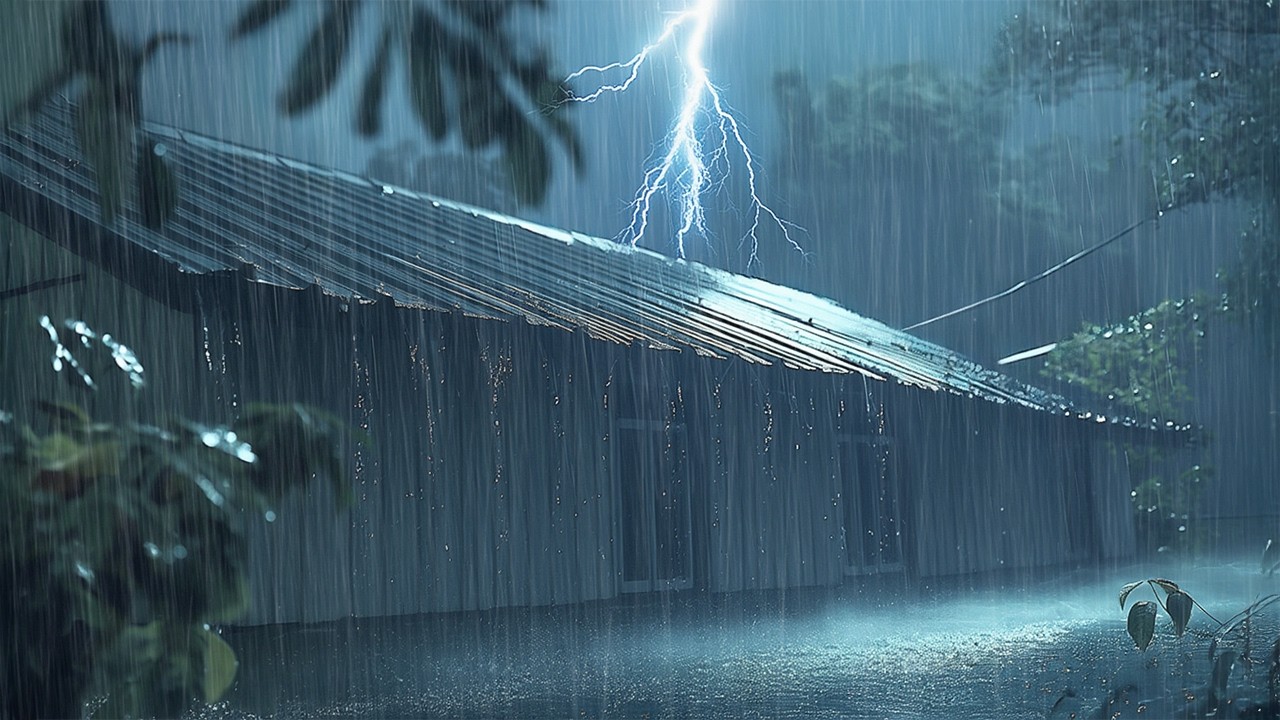 No Ads Midnight Rain on Tin Roof | Dark Storm Ambience for Deep, Restful Sleep