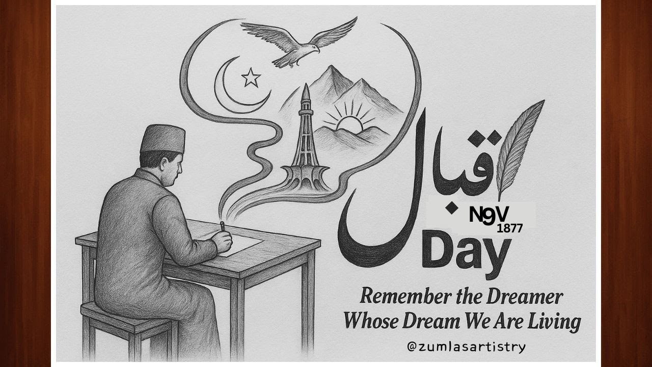 Iqbal Day Drawing Tutorial | Allama Iqbal Pencil Drawing | Easy Pencil Sketch | 9 November Art