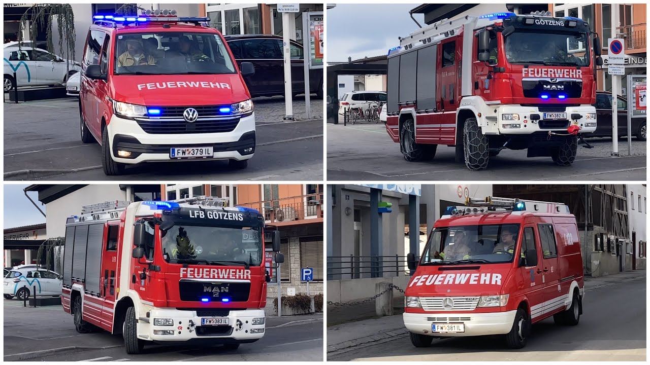 [Küchenbrand Bauernhof] KDO + TLF-A 3000/100 + LFB + KLF FF Götzens - Einsatzfahrt