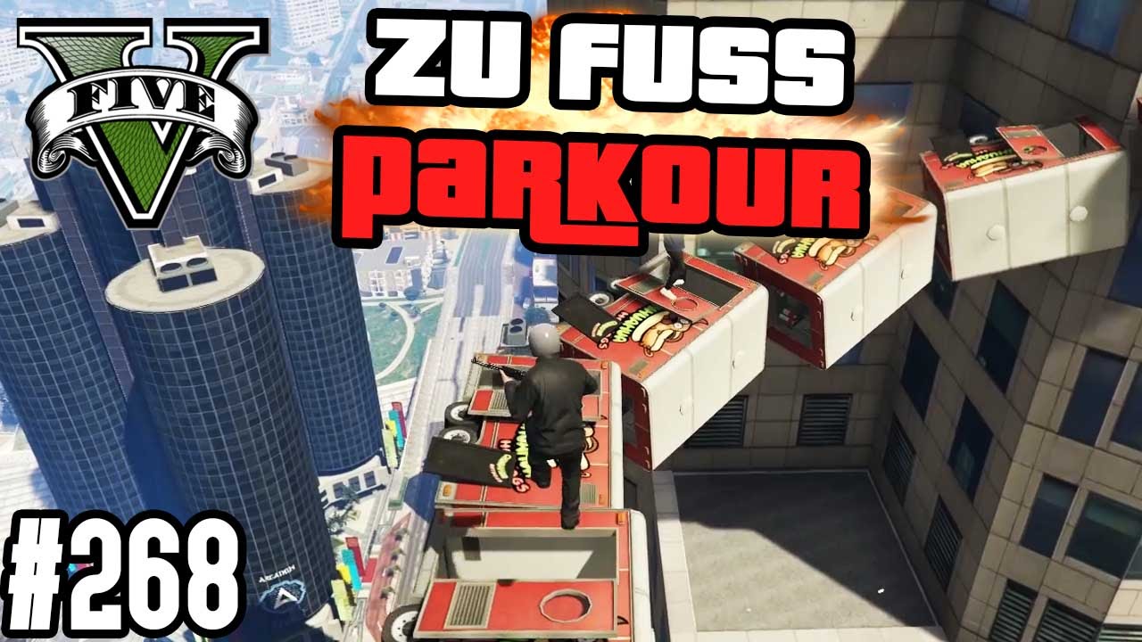 LUSTIGE FAHRRAD & ZU FUß PARKOUR ! (+DOWNLOAD) | GTA V - CUSTOM MAP RENNEN