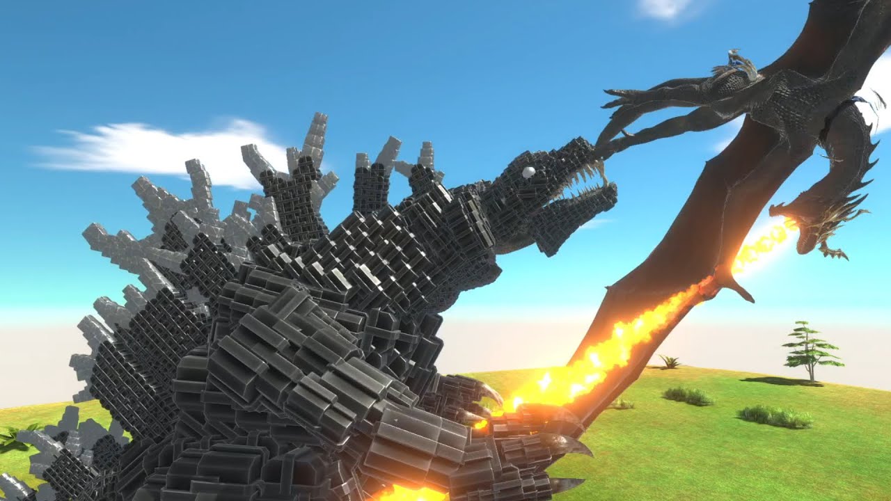 Titan Godzilla vs. Dragon, T-rex, Optimus Prime, | Animal Revolt Battle Simulator