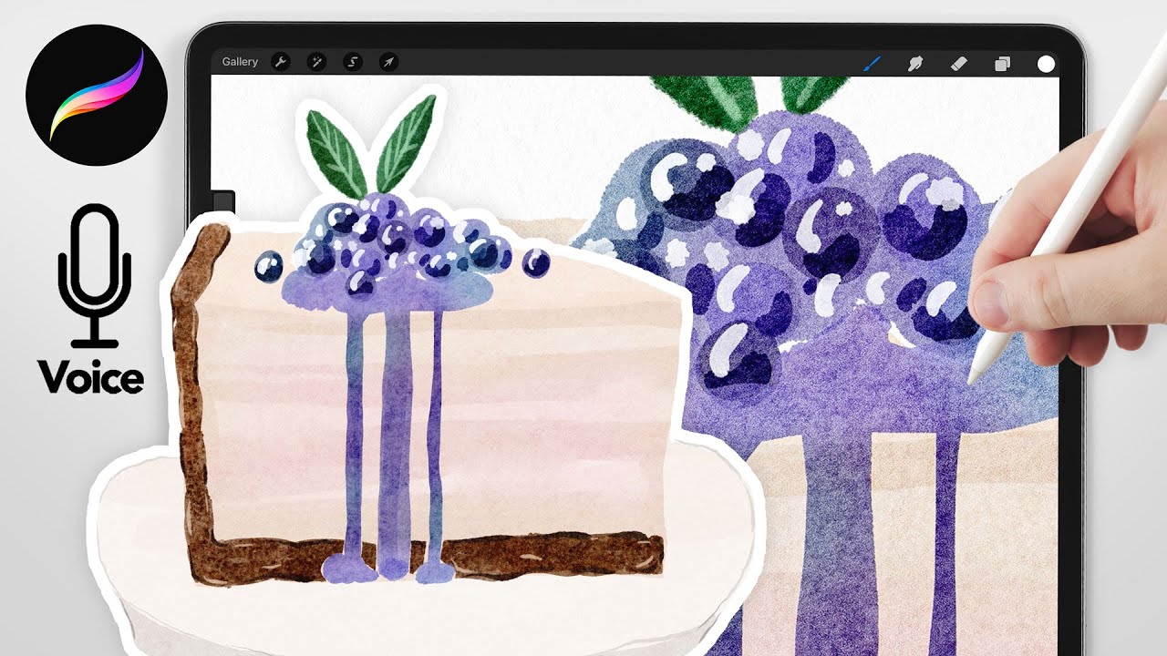 Cute Watercolor Dessert //  EASY Watercolor Cheesecake tutorial for Procreate