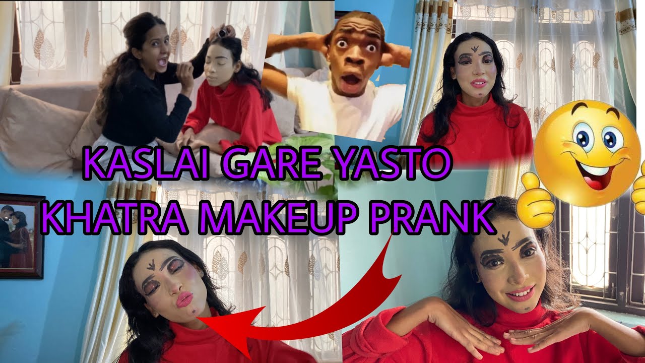 MAKEUP PRANK 🥰😆🫢FIRST TIME PUSPA LAI PRANK 😝😝 hahaha 