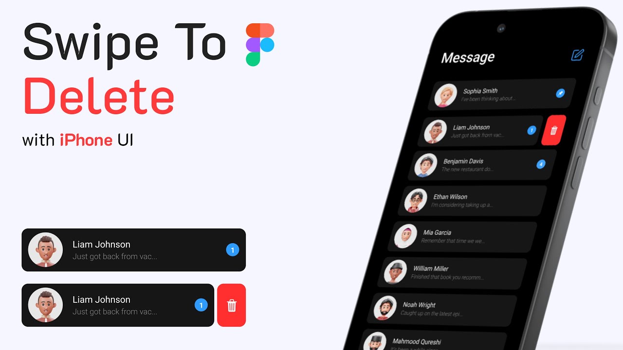 Figma Tutorial: Swipe To Delete | Iphone Design | Animation Figma