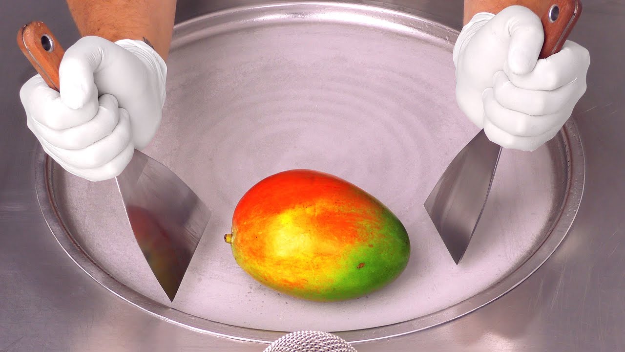 Mango - Ice Cream Rolls | oddly satisfying Street Food ASMR