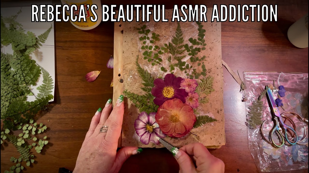 ASMR Making a Rustic Journal with Dried Flowers! (Whispered version) Delicate crinkles
