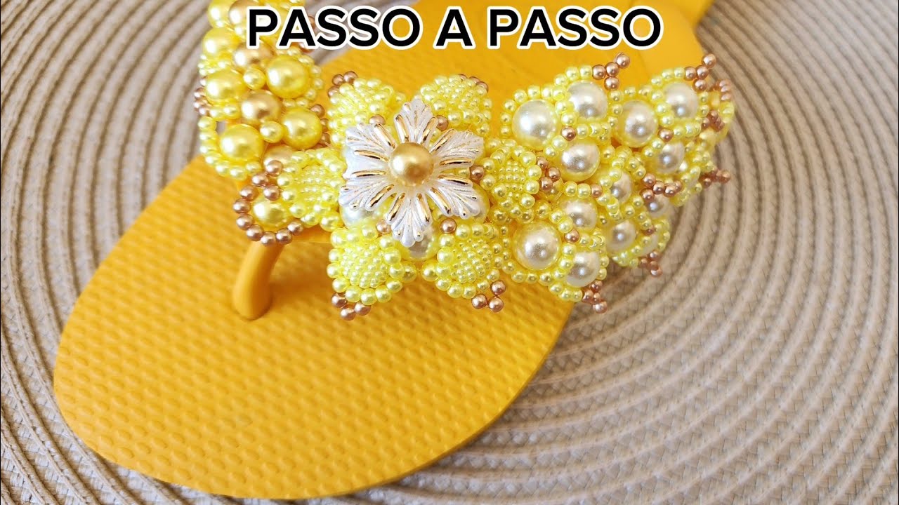 COMO FAZER flor de pérolas Renda Francesa/Aula 1#chinelosbordados #chinelospersonalizados
