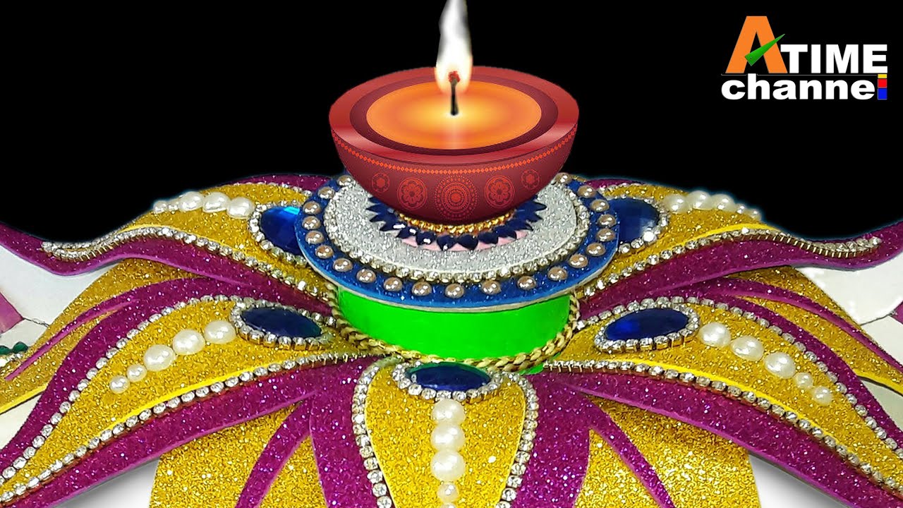 Diwali diya stand decoration ideas | Diwali decoration idea at home | cardboard candle stand DIY