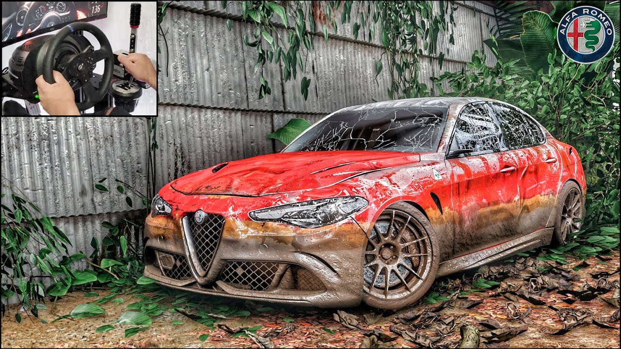 Rebuilding a ALFA ROMEO GIULIA QUADRIFOGLIO - Forza Horizon 5 - Thrustmaster T300RS Gameplay.