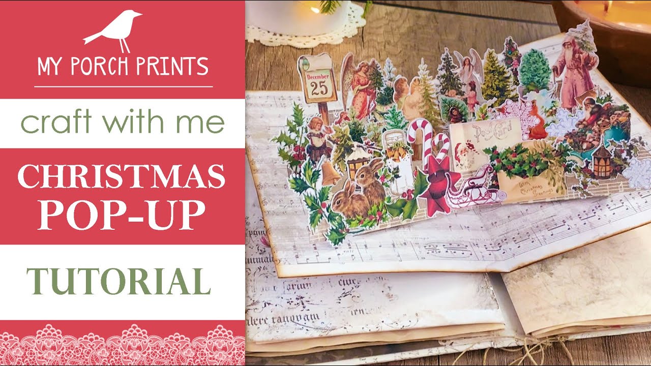 Craft With Me!🤍 EASY Christmas Pop-Up Page | My Porch Prints Junk Journal & Crafting Tutorials