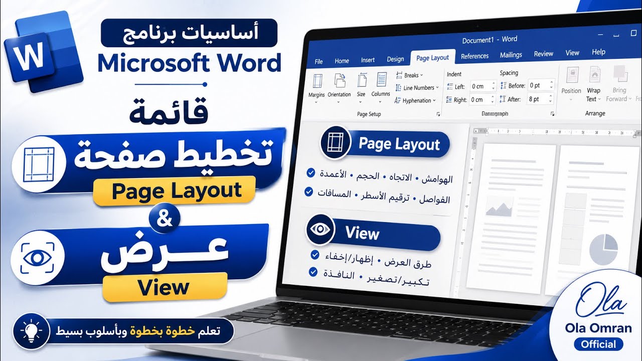 المحاضرة الثالثة: أساسيات برنامج Microsoft word (تخطيط صفحة - عرض)
