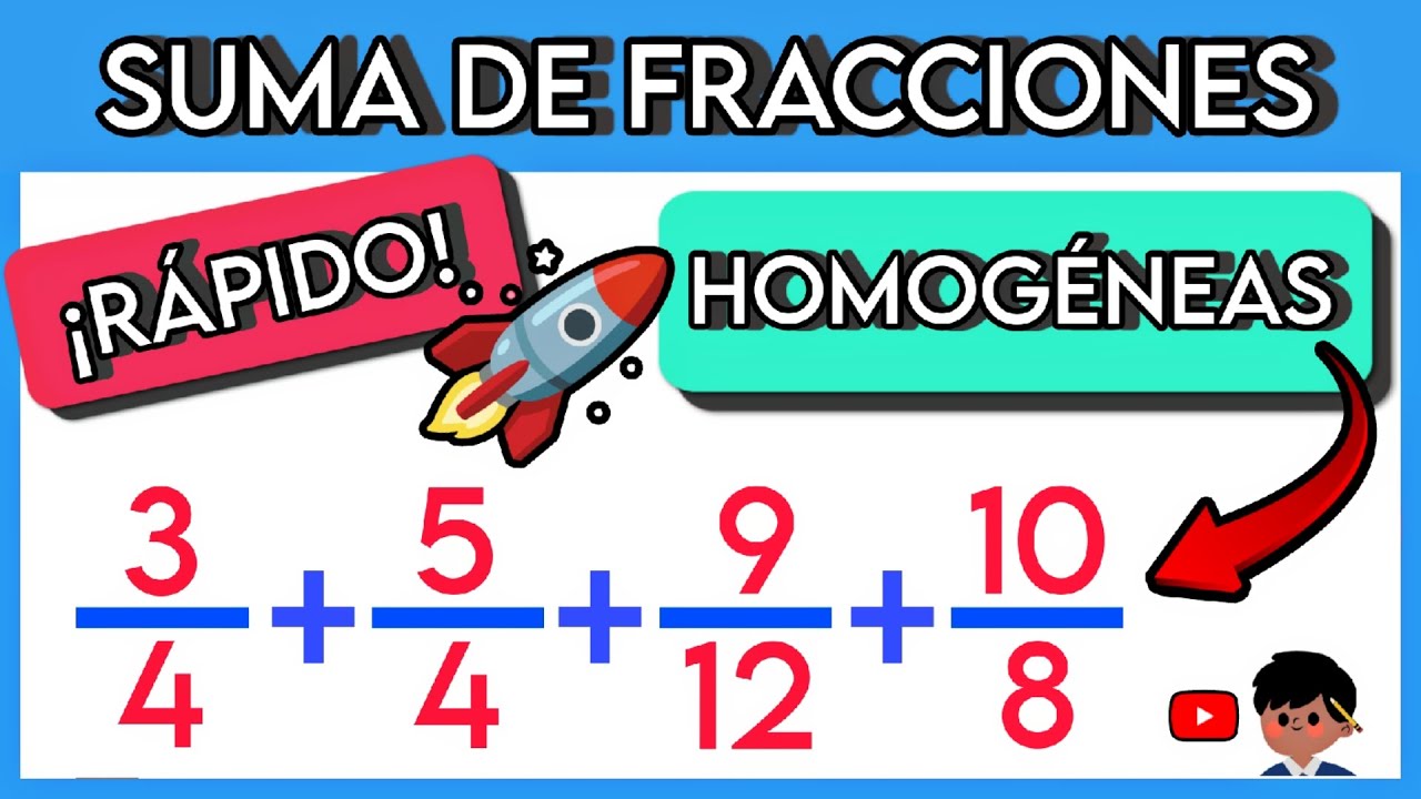 ▶️ APRENDE A SUMAR DE FRACCIONES HOMOGÉNEAS [EXPLICACIÓN SENCILLA] | MATEMÁTICAS PARA PRINCIPIANTES🚀