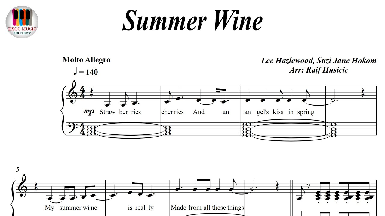 Summer Wine - Nancy Sinatra & Lee Hazlewood, Lana Del Rey, Ville Valo & Natalia Avelon, Piano Sheet