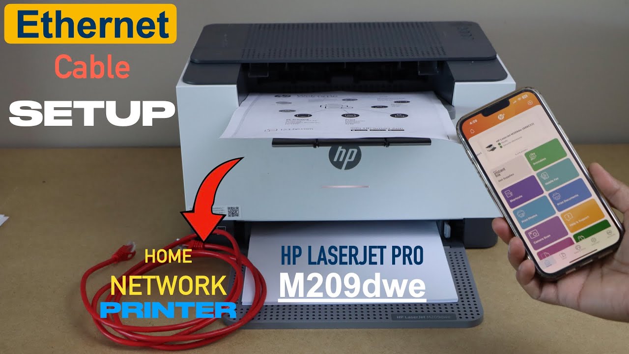 HP LaserJet M209dwe Setup Using Ethernet Cable, Use As Home Network Printer, Wireless Printing !!