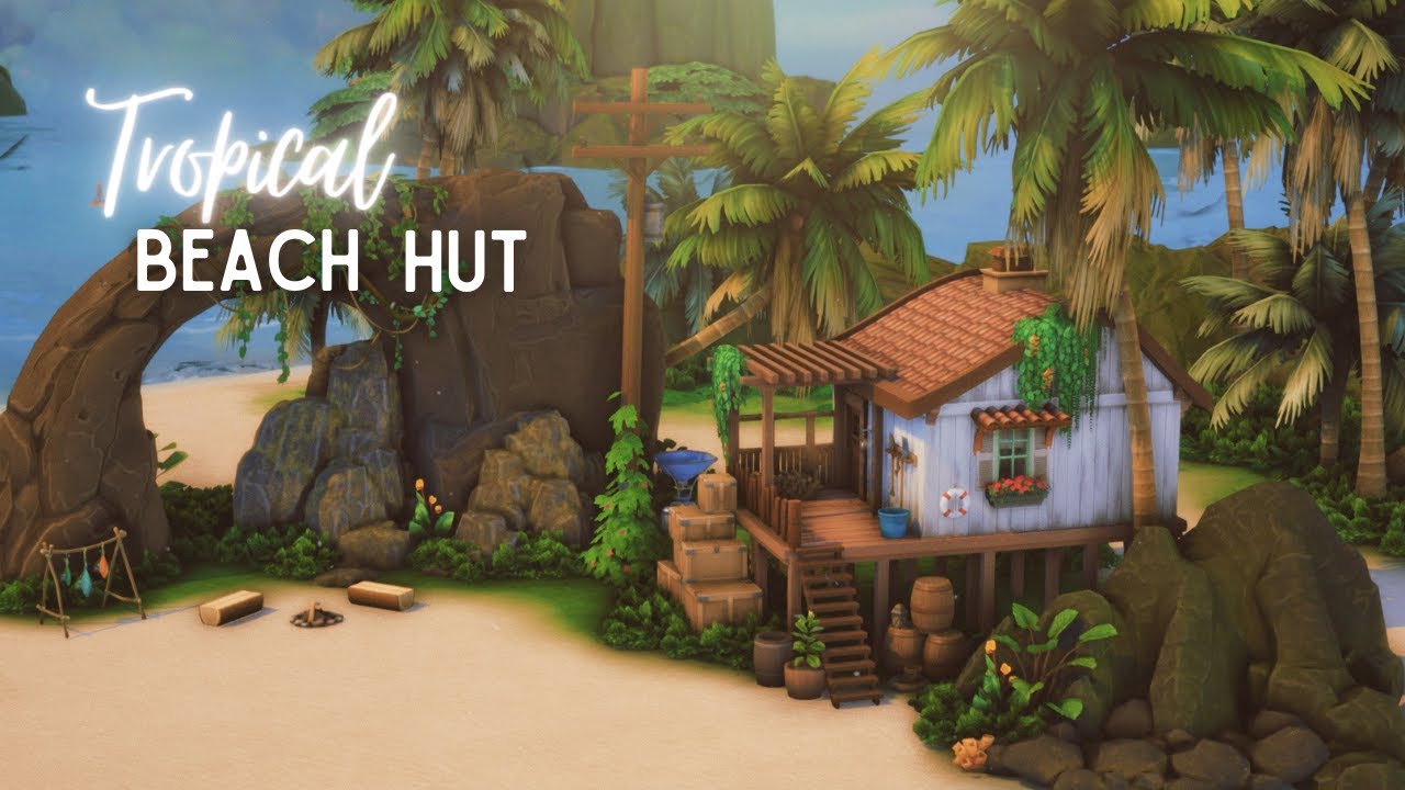 Tropical Beach Hut 🌴| The Sims 4 | Speed Build with Ambience Music