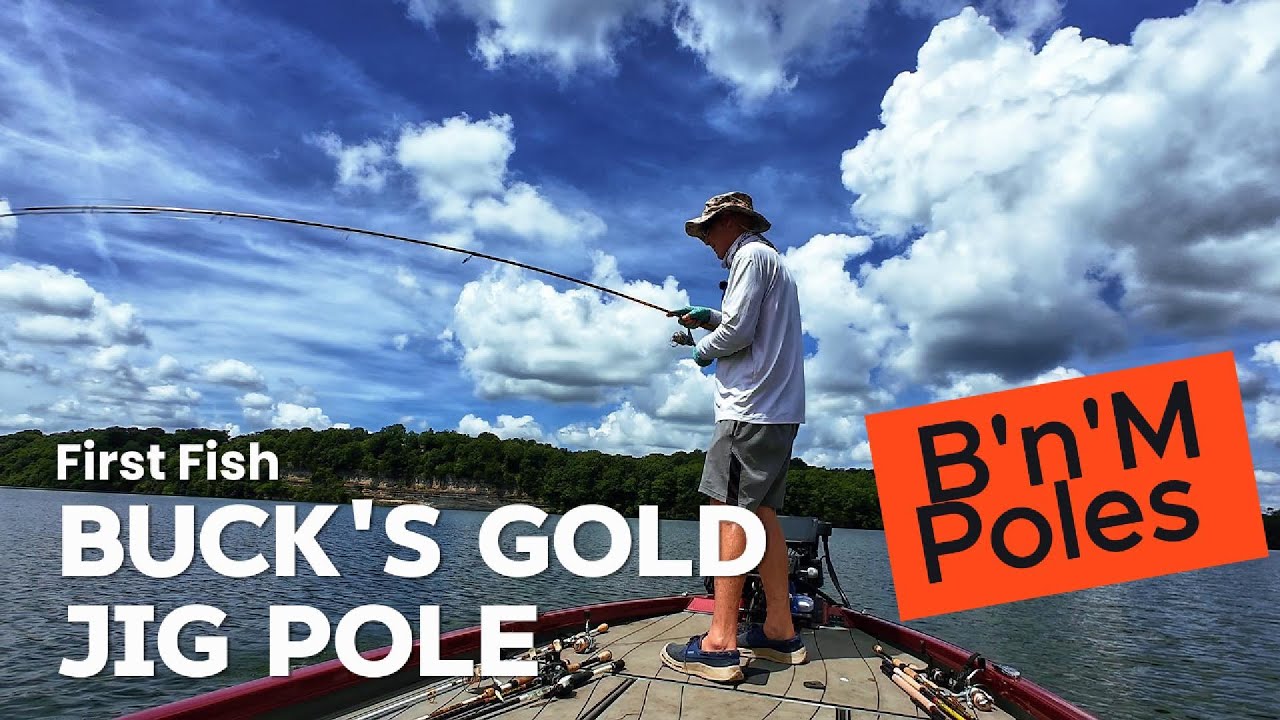 Newly redesigned IM 8 graphite B'n'M Poles Buck's Gold Jig Pole is the ultimate spinning rod