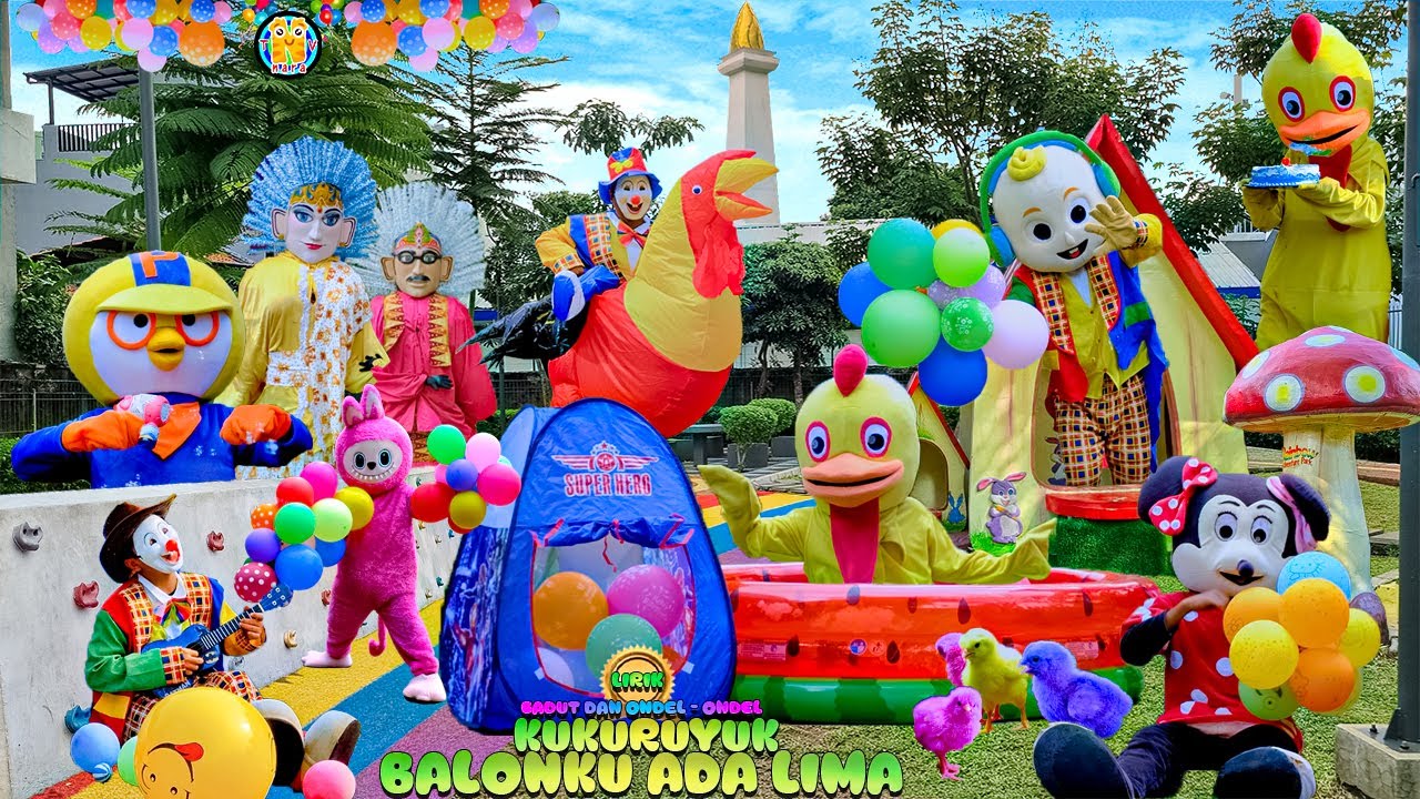 KUKURUYUK AYAM BERKOKOK TERBARU 2026‼️BALONKU ADA LIMA VERSI ONDEL JOGET BADUT LUCU LABUBU JOGET