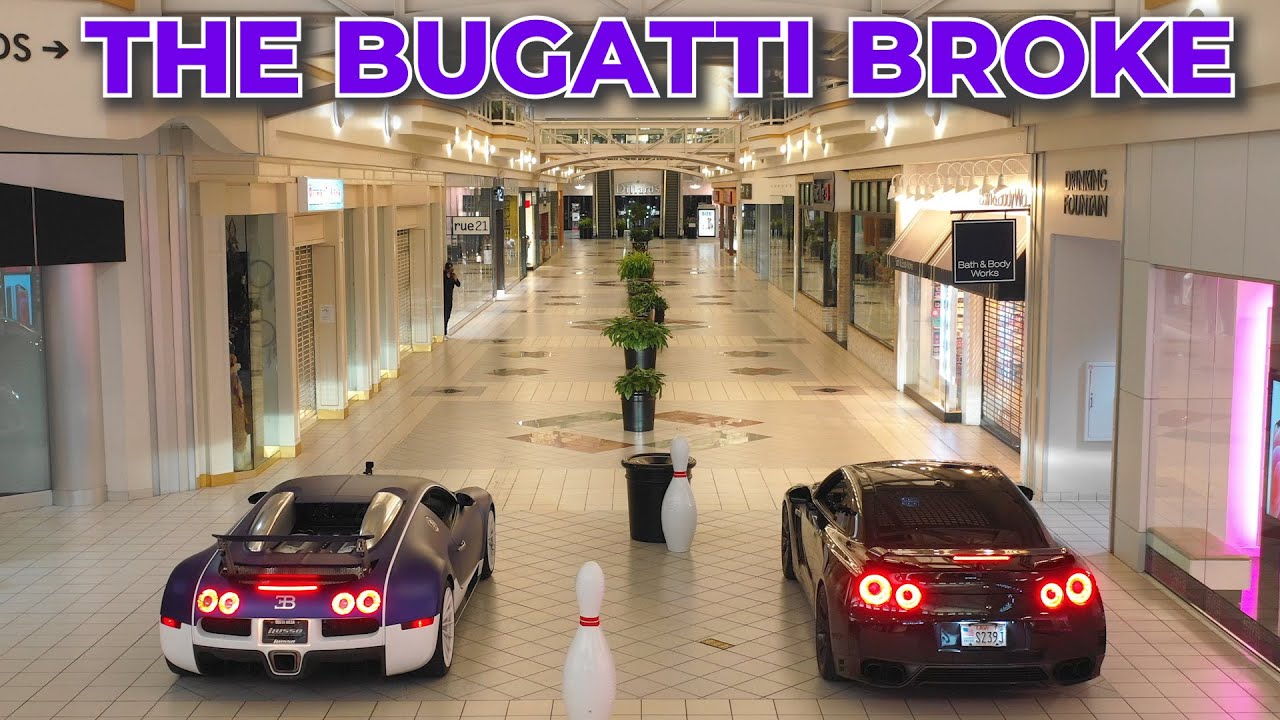 Rented a Shopping Mall to Drag Race: Bugatti vs. Nissan GTR