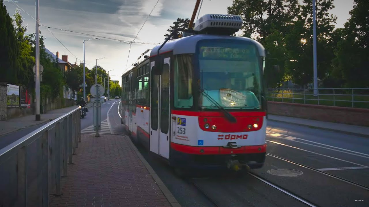 Czech Republic, Olomouc, tram 7 ride from U Kovárny to Palackého