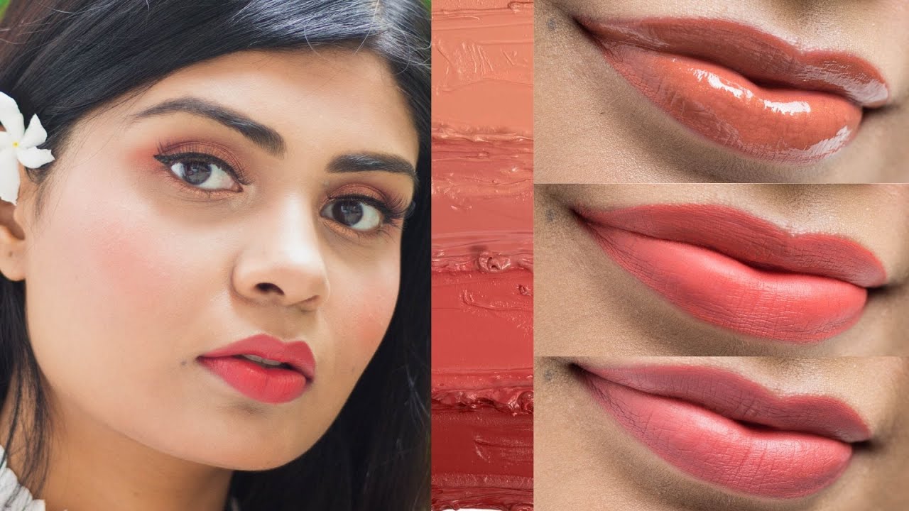 Top 10 PEACH Lipstick &  CORAL NUDE Lipstick Swatches 🍑 Lakme, Nykaa, Wetnwild