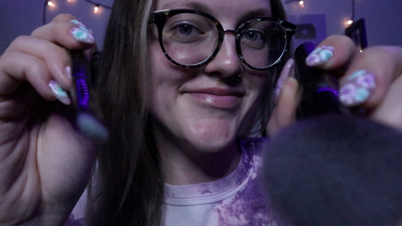 ASMR Brushing You to Sleep pt2 - slow, relaxing face/camera brushing & clicky whispers