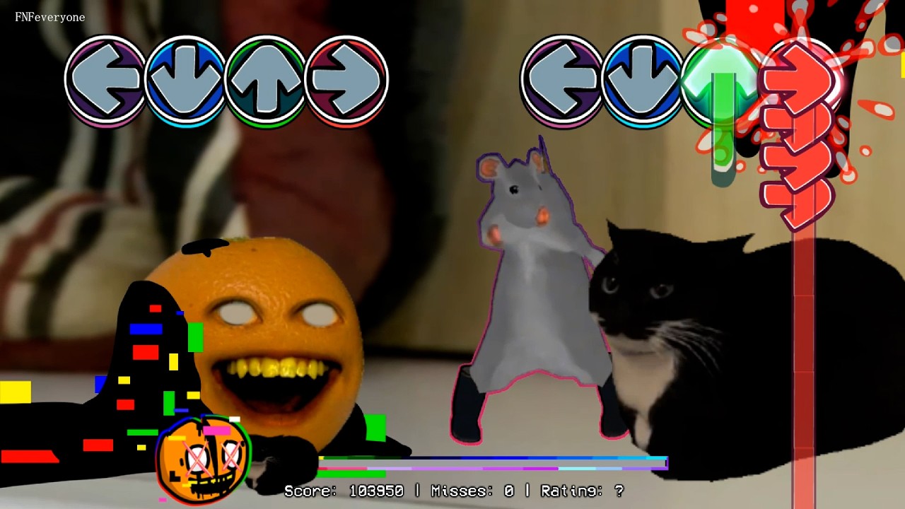 FNF Maxwell The Cat & Rat Dance chess Meme VS Annoying Orange sings Sliced - Friday Night Funkin'
