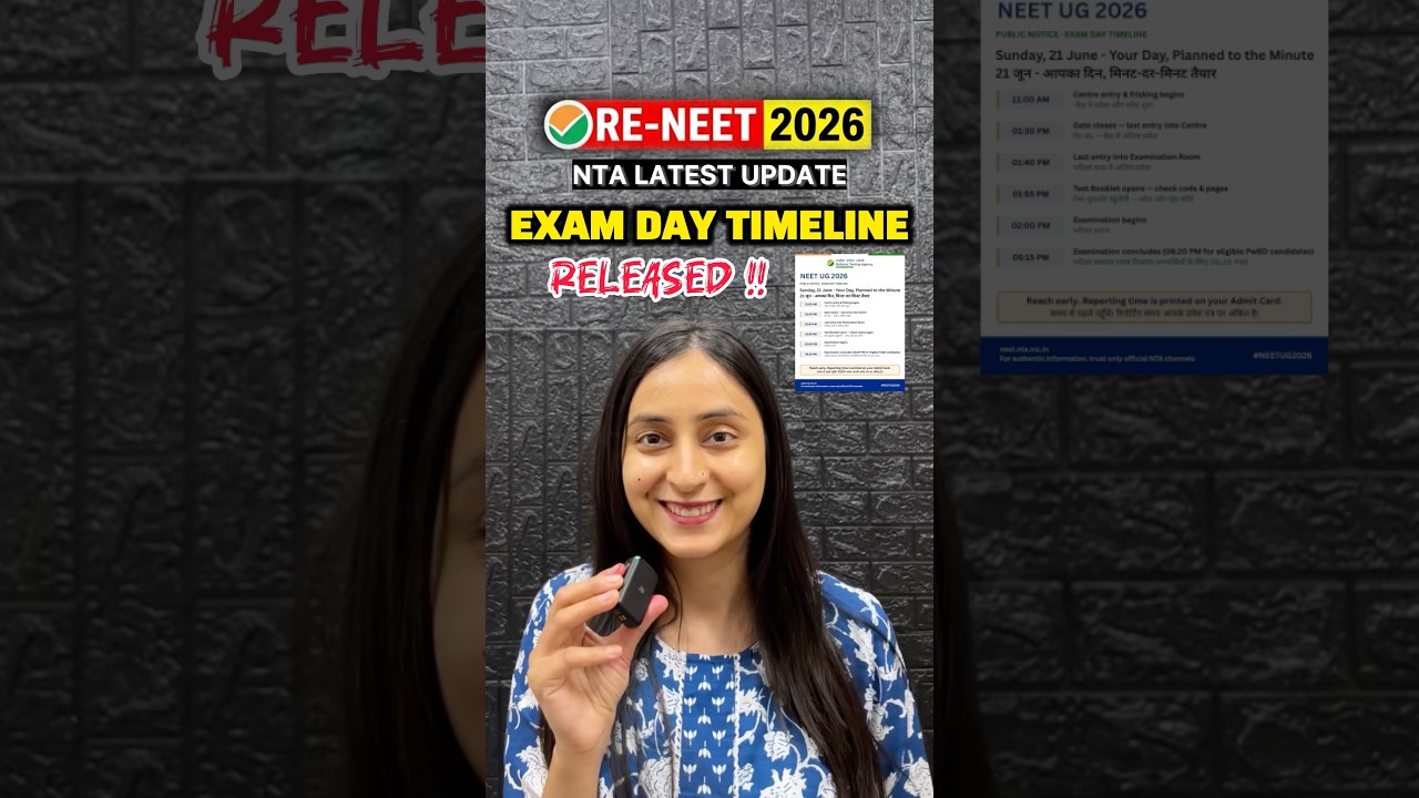 RE-NEET 2026 Exam Day Timeline Out !! #neet2026 #reneet2026 #nta #neetexam #examday #trending #fyp