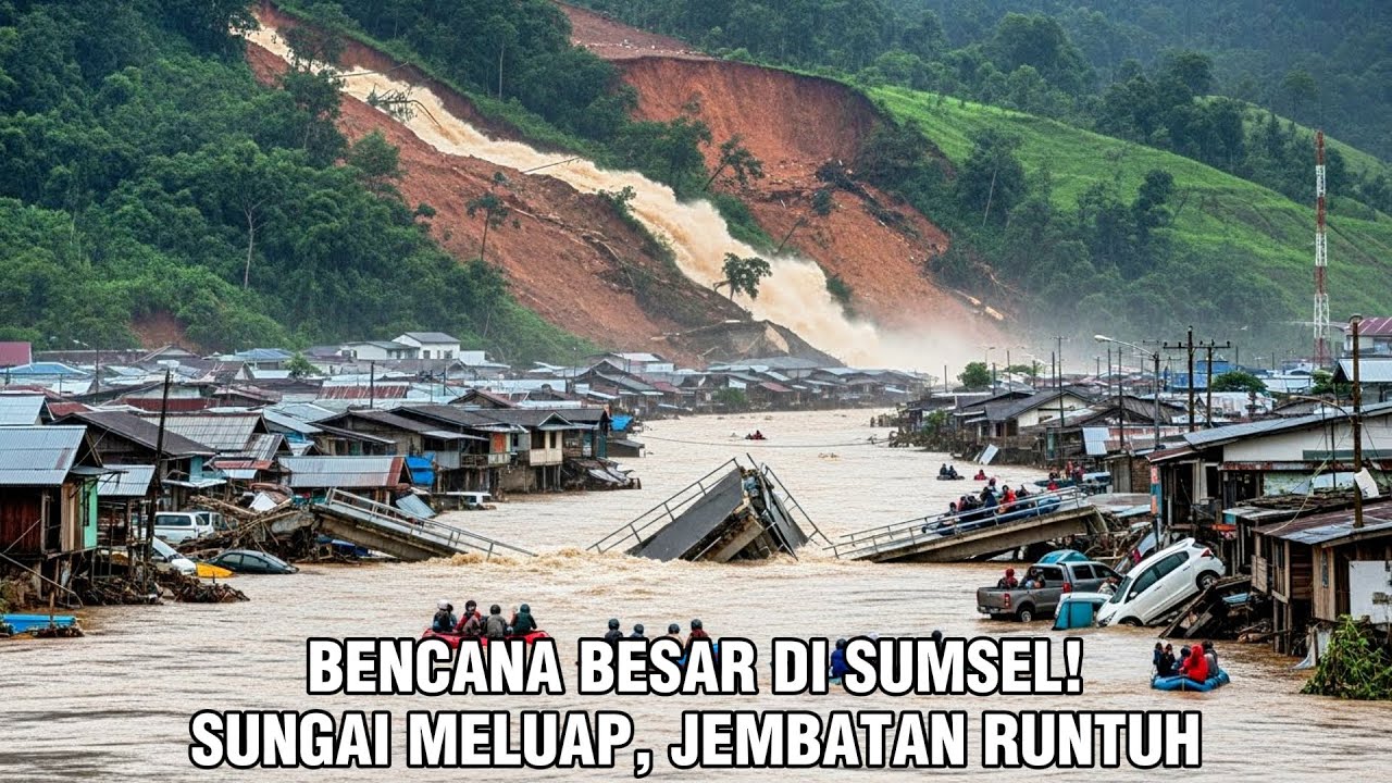 SUMATERA SELATAN DIKEPUNG BANJIR DAN LONGSOR‼️JEMBATAN AMBRUK, RIBUAN WARGA TERJEBAK❗