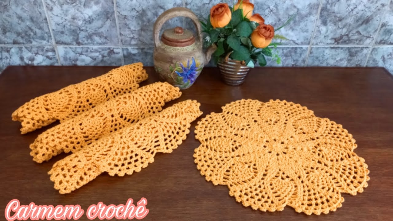 COMO FAZER SOUSPLAT MODELO ABACAXI O RESULTADO FICA INCRÍVELCROCHÊ PASSO A PASSO