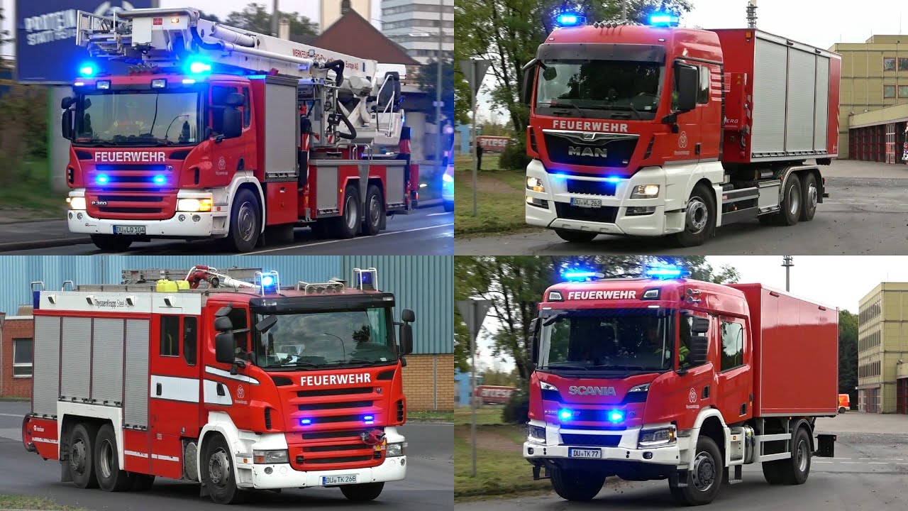 [GROẞBRAND bei ThyssenKrupp!] WERKFEUERWEHR & Feuerwehr DUISBURG auf Einsatzfahrt